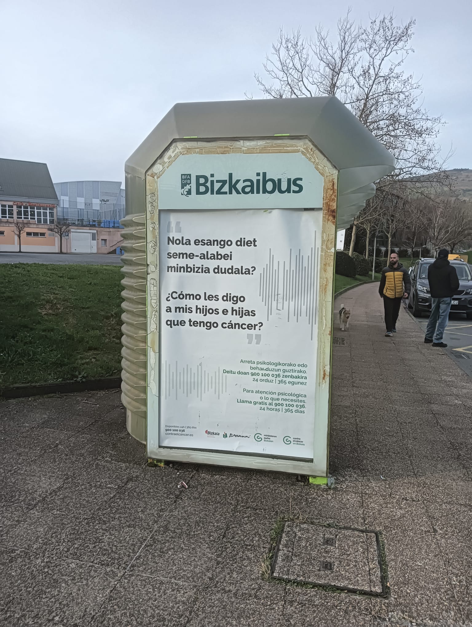 Campaña de publicidad en marquesina en Artunduaga, junto al polideportivo, Basauri